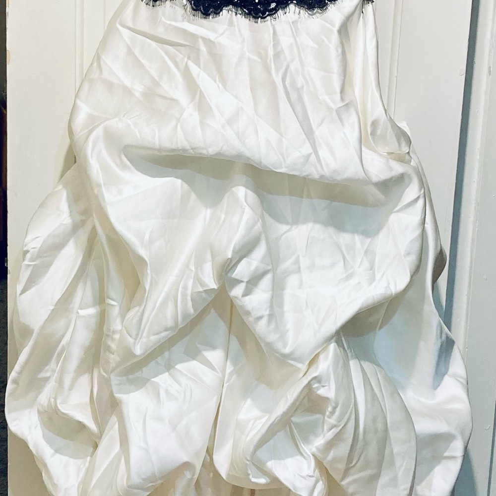 Elegant White and Black Prom Dress